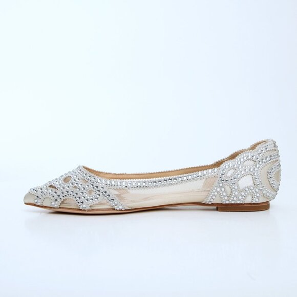 NIB Badgley Mischka Gigi Crystal Embellished Pointed Toe Flats - Picture 6 of 15
